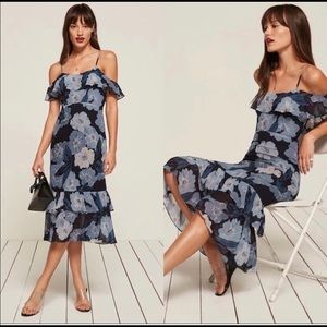 Reformation Odessa Ruffle Midi Dress